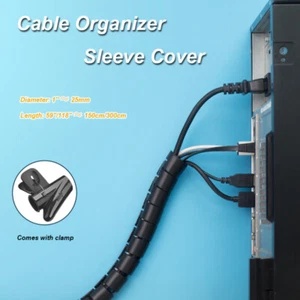 Cable Wire Cord Wrap Organizer Coiled Tube Sleeve Cover Management Home Office - Bild 1 von 12