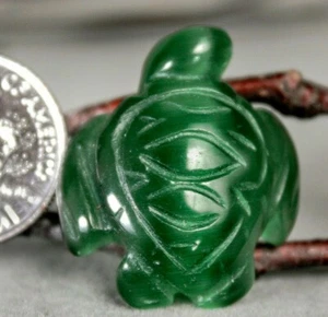 Grüne Meeresschildkröte Katzenauge Stein Geist Tier geschnitzt Totem Fetisch Figur 9258 - Bild 1 von 3