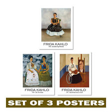 Klassische Selbstporträt Wandkunst von Frida Kahlo - Ästhetisches Dekor 3er Set Poster