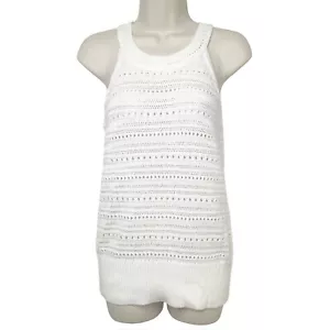 Maglione smanicato all'uncinetto bianco White House Black Market taglia small nuovo con etichetta - Foto 1 di 8