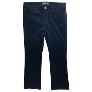 Lauren Jeans 12 Ralph Lauren Black Velour Corduroy Boot velvet whimisigoth y2k - Picture 1 of 12