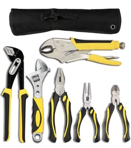Pliers Set - 6-Piece Kit with Groove Joint, Adjustable Wrench, Combination, L... - Picture 1 of 7