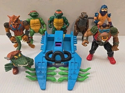 Lote De 8 Figuras De Colección Tmnt Años 80 90 Cabeza De Goma Raph, Mike, Astilla, Trituradora Foto 1 de 4