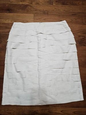 Falda lápiz Larry Levine para mujer talla 10 falda blanca en capas en capas Foto 1 de 4