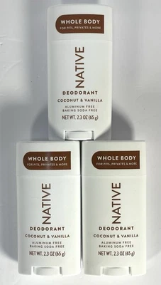3 Pack Native Whole Body Deodorant Coconut & Vanilla Aluminum Free 2.3 Oz - Image 1 of 2