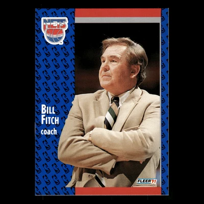Bill Fitch #132 1991-92 Fleer New Jersey Nets Basketball Card NBA - Image 1 of 3