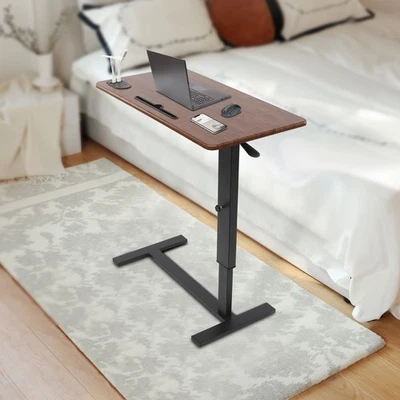 Adjustable Height Side Table Walnut Color Mobile Bedside Table dinner tray table - Image 1 of 4