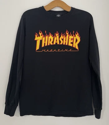 Thrasher Magazine Mens Top Long Sleeve Black Size S Stretch Jersey retro - image 1 of 4
