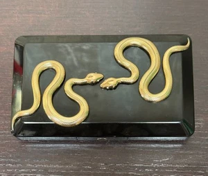 Kilian Empty Clutch Case – Black Enamel with Dual Gold Snakes Design - Picture 1 of 5