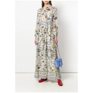 Tory Burch Remi Meadow Folly Floral Printed Silk-georgette Maxi Dress Size 2 - Picture 1 of 15