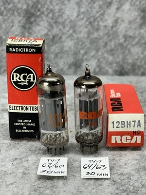 PAIR OF RCA 12BH7A TUBES TESTED OVER 100% - Image 1 of 4