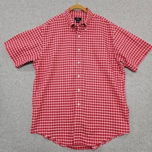 Camisa Brooks Brothers 346 Abotonada Talla L Roja Cuadros Sin Hierro Sarga Algodón - Imagen 1 de 7