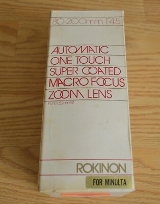ROKINON MC Auto Zoom Lens MACRO 80-200mm F1:4.5 for Minolta MD Mount NOS - Image 1 of 4