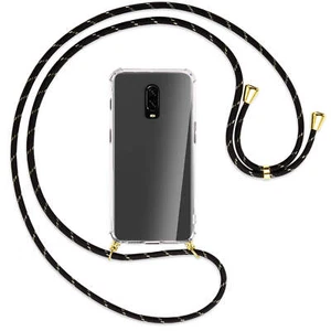 Custodia Cover con Catena per OnePlus 6T, OnePlus 7 nero/oro (O) Collana Corda - Foto 1 di 2