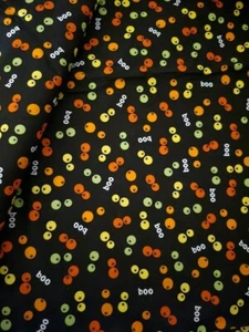 Halloween Cotton Fabric. BOO on Black. BTY - Picture 1 of 1
