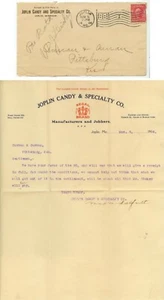 1906 Joplin Missouri Candy & Specialty Co cover and letterhead - Picture 1 of 1