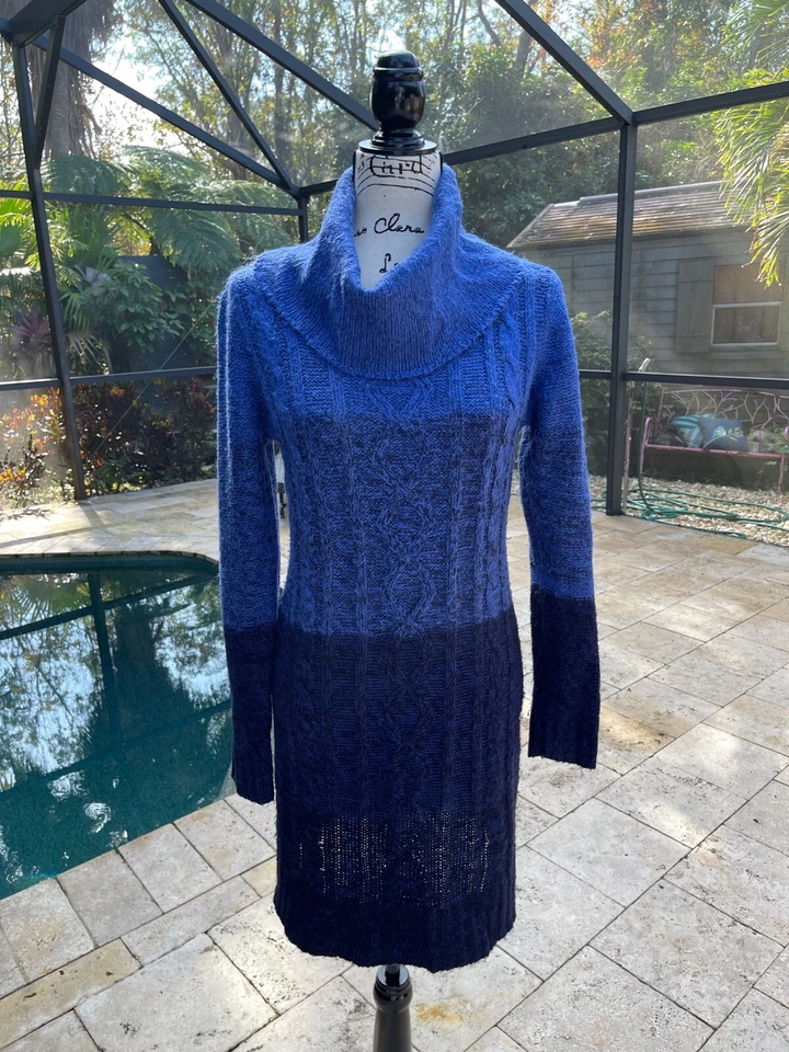 Vestido Suéter ALLISON BRITTNEY Azul Largo Cálido Cuello Alto Talla M Foto 1 de 4