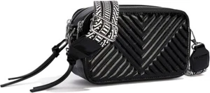 Bandolera acolchada para mujer cartera de cuero vegano, negra - Imagen 1 de 5