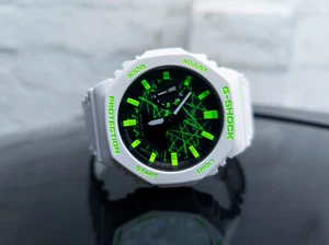 Mod personalizzato Casio G-Shock CasiOak dipinto a mano GA-2100 verde fluo modificato - Foto 1 di 7