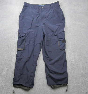 Y2K Bum Equipment Cargo Track Pants Mens 38 Blue Baggy Mesh Lined Streetwear 90s - Image 1 of 4