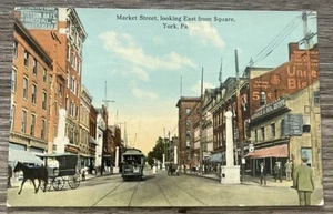 Postcard Market Street Looking East from the Square in York, PA. 1912 - Picture 1 of 2