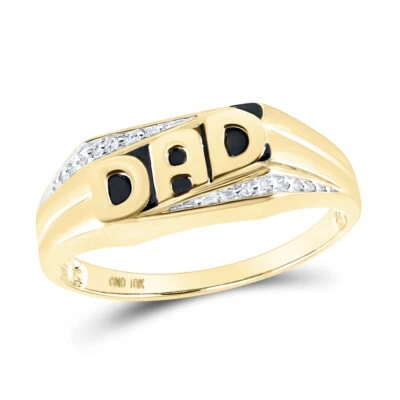 10kt Yellow Gold Mens Round Diamond Dad Father Band Ring .01 Cttw - Image 1 of 4