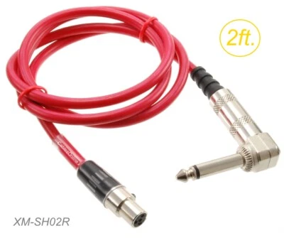 2ft Mini XLR 4-Pin TA4F F to Right-Angle 1/4" TS/M Guitar Cable for Shure Sys. - Image 1 of 3
