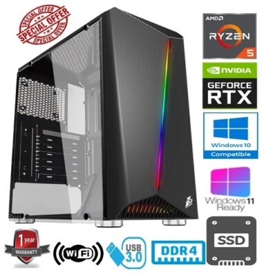 RYZEN 5 GAMING PC - AMD RYZEN 5 5600X 16GB RAM 1TB SSD NVIDIA GEFORCE RTX4060 8G - Image 1 of 4