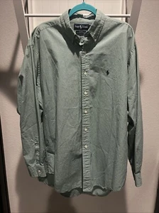 Polo Ralph Lauren L Green Mens Blake Casual Tight Checked Long Sleeve Button Up - Picture 1 of 23