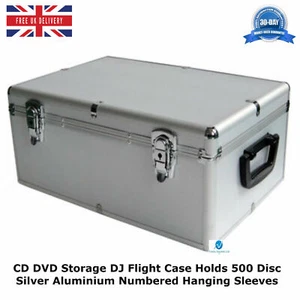 1 x CD DVD Storage DJ Case 500 Discs Silver Aluminium Numbered Hanging Sleeves - Picture 1 of 4