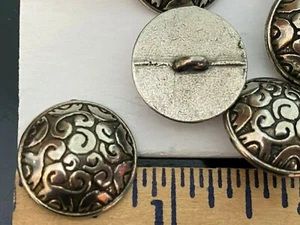 Botones de cúpula remolinos brillante italiano tono plata 3/4"- vástago de 19 mm 6 piezas - Imagen 1 de 3