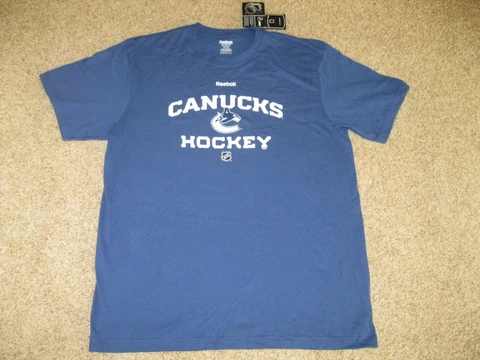 Vancouver Canucks NHL Short Sleeve T-Shirt, Blue - Adult XL - Reebok - NWT Cover