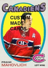 Custom made Topps-style 1971-72 Montreal Canadiens Frank Mahovlich hockey card r