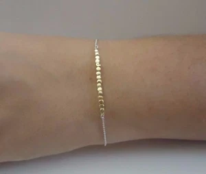 TWO TONE LARIAT CIRCLE HOOP BRACELET / 925 STERLING SILVER / 9'' ADJUSTABLE  - Picture 1 of 7