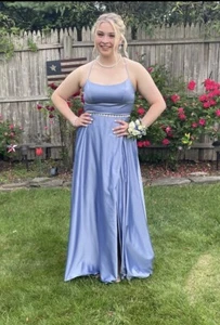 B Darlin Dress Blue Sequins Prom Ball Formal Size 7/8 Floor Length - Picture 1 of 5