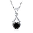 1.30Ct Round Shape 100% Natural Jet Black Diamond Pendant In 925 Sterling Silver