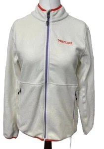 MARMOT White Full Zip Fleece Jacket Size Medium Zip Pockets Logo Embroidery - Picture 1 of 10