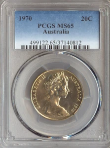 1970 Australia 20 Cents PCGS MS65 Quality - Imagen 1 de 2