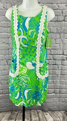 Vestido Lilly Pulitzer Limeade Roar of the Jungle Liz Shift Talla 4 Nuevo con Etiquetas Algodón Foto 1 de 4