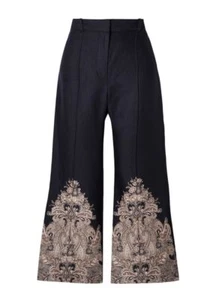 Zimmermann Natura Flare Pant | Navy Blue/ Paisley, 70's, High Waist, Crop, Linen - Bild 1 von 9