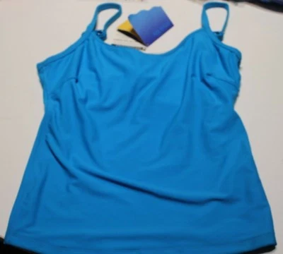 NUEVO TOP DE NATACIÓN TANKINI CON AROS AZUL BRILLANTE PARA DAMAS AQUA TALLA 8  Foto 1 de 2
