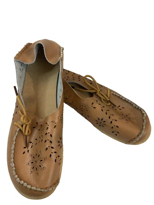 Mocasines de cuero hechos a mano de colección para mujer resistentes y cómodos talla 9,5 Foto 1 de 4