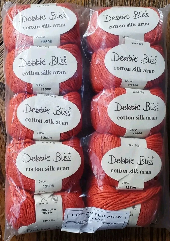 Nuevo paquete de 10 madejas hilo Debbie Bliss algodón seda Aran #13508 sin usar 63 m/50 g Foto 1 de 4