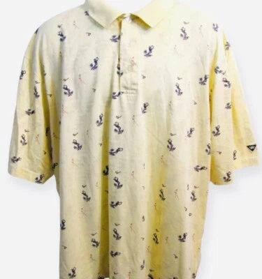 Camisa polo masculina de golfe wedge manga curta tamanho XL 100% algodão amarela com golfistas - Imagem 1 de 4