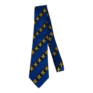 Steven Harris Blue With Gold Fleur-de-lis Tie Necktie Hand Made NWOT - Picture 1 of 7