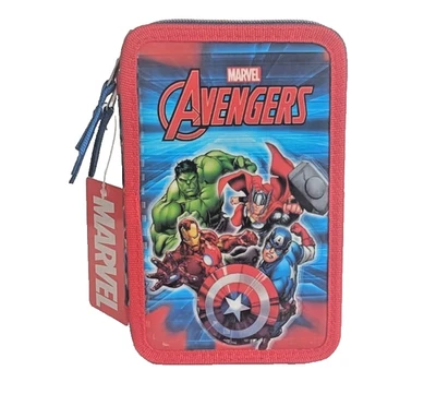 Astuccio Scuola 3 Zip Avengers 3D Portapenne Matite Pastelli Multiscomparto - Immagine 1 di 4