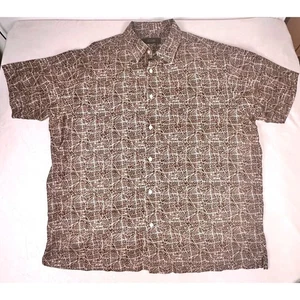 Tasso Elba Braun Braun Button Down Kurzarm Leinenmischung Herren Größe XL - Bild 1 von 5