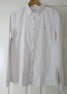 All Saints Mens White - Pink Stripe Kilda Long Sleeve Shirt Size M EXC - Picture 1 of 15