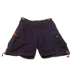 Vintage Y2K Abercrombie Fitch Herren Gr. XL Cargo Shorts Fallschirmjäger blau mit Gürtel - Bild 1 von 14