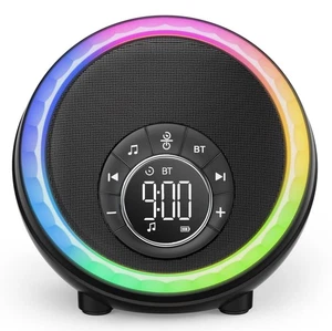 Night Light Bluetooth Speaker Alarm Clock, Portable Sound Machine with White ... - Bild 1 von 8